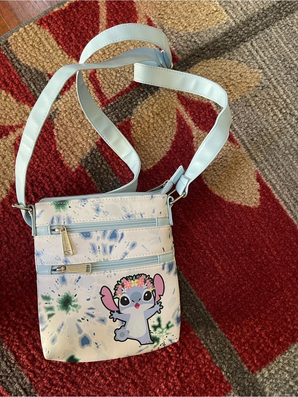 Loungefly Light Blue Stitch Crossbody with Floral Crown